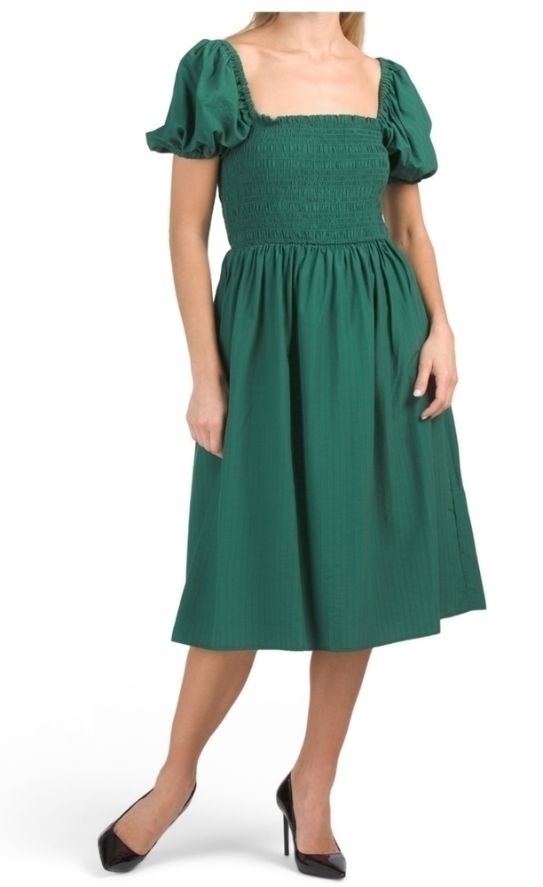𝅺dRa Women's Green Madison Square Neck Dress